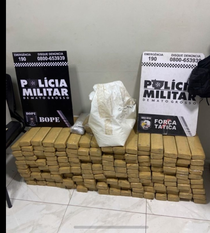 Força Tática apreende 161 tabletes de maconha, sete quilos de cocaína e 245 porções de skank em Cuiabá