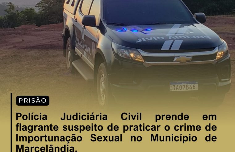 Polícia Judiciária Civil prende em flagrante suspeito de praticar o crime de Importunação Sexual no Município de Marcelândia.