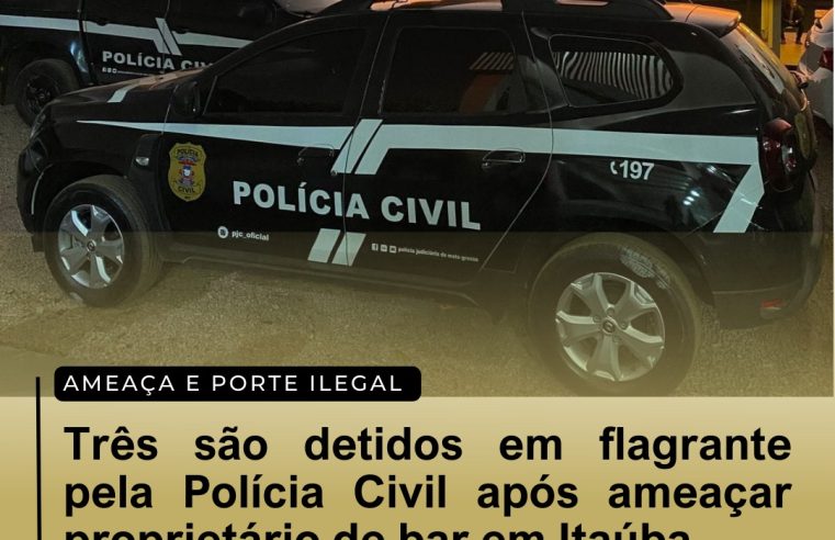 Três são detidos em flagrante pela Polícia Civil após ameaçar proprietário de bar em Itaúba.