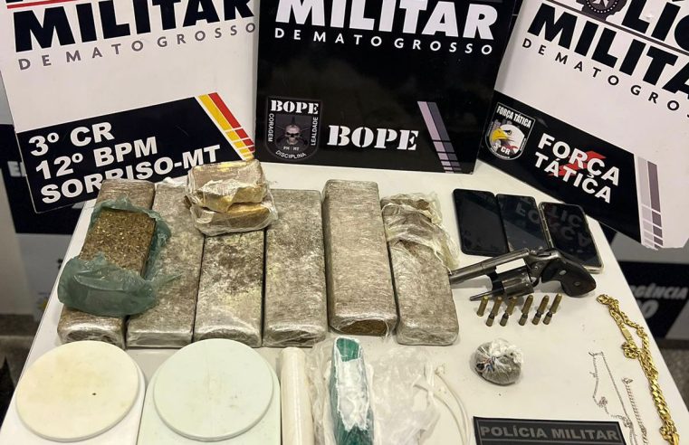 PM intercepta membros de facções criminosas e apreende revólver e tabletes de maconha