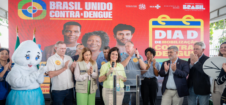 “Se não houver união, não haverá saúde”, declara ministra Nísia no Dia D contra a dengue