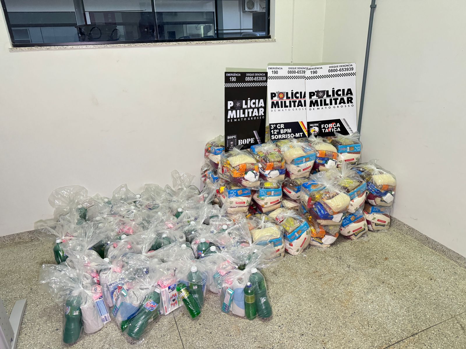 Polícia apreende cestas básicas que seriam distribuídas por grupo criminoso em Sorriso