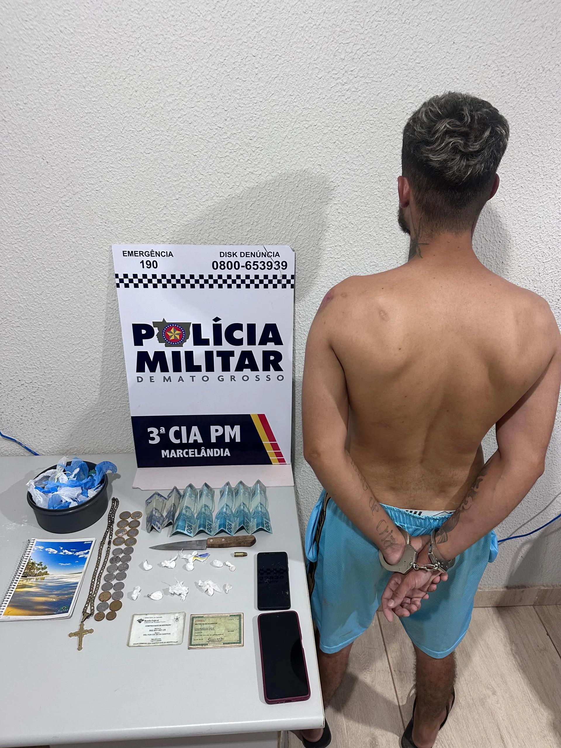 Suspeito é preso por tráfico de drogas e posse de munição em Marcelândia